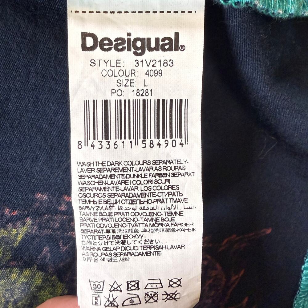 Vtg Y2K Desigual tank top dress - v neck multi fabric floral stripes lagenlook L - Picture 9 of 11